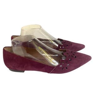 Lauren Ralph Lauren Allayana Burgundy Suede Pointed Toe cut out Ballet Flats 10